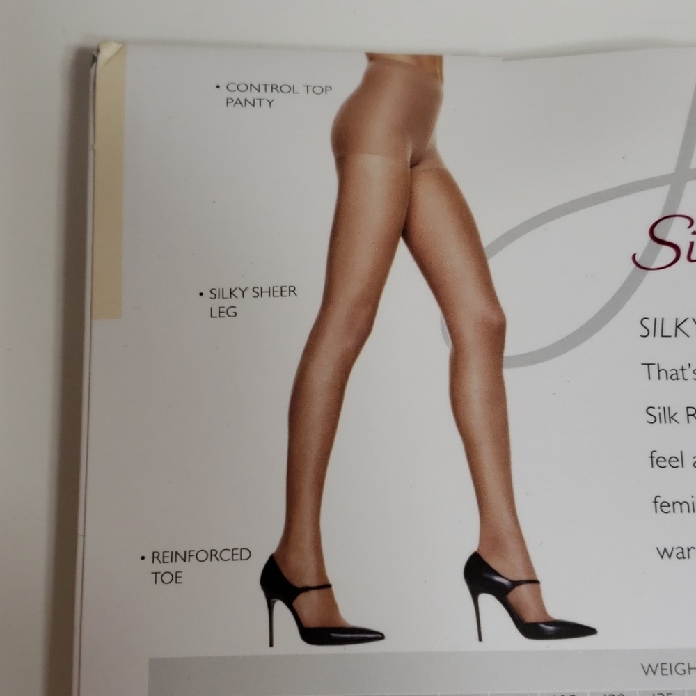 Hanes control top silky sheer black hosiery AB - Picture 1 of 4